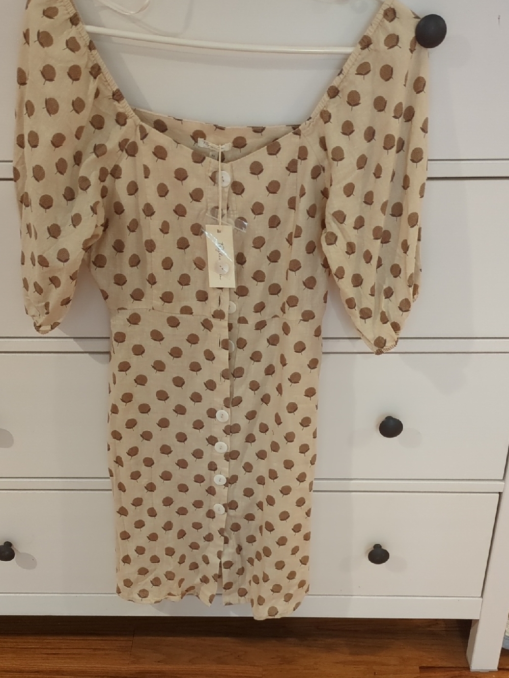 Rylee + Cru Beige Dress Nwt Acorn Print Xs